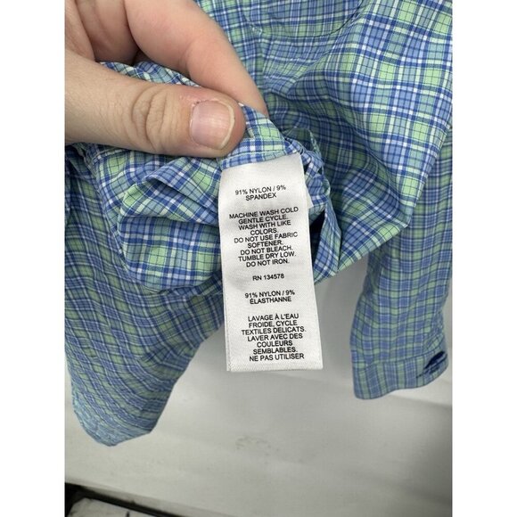 Vineyard Vines OTG Performance Plaid Button Front Shirt Men L Bkue Long Sleeve - Picture 4 of 8